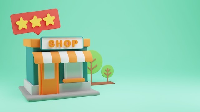 small toy store with a green background