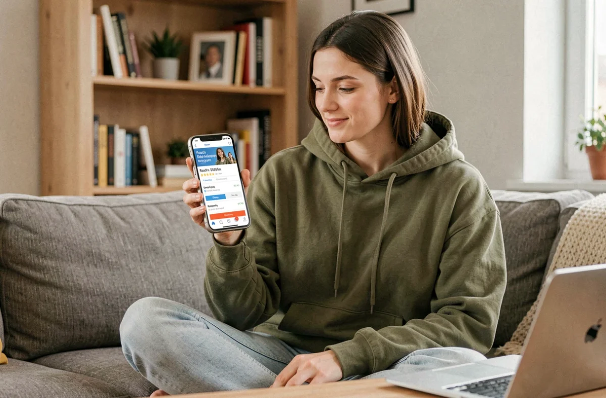 Jeune femme entrepreneur consultant les performances de sa campagne publicitaire sur les réseaux sociaux depuis son domicile